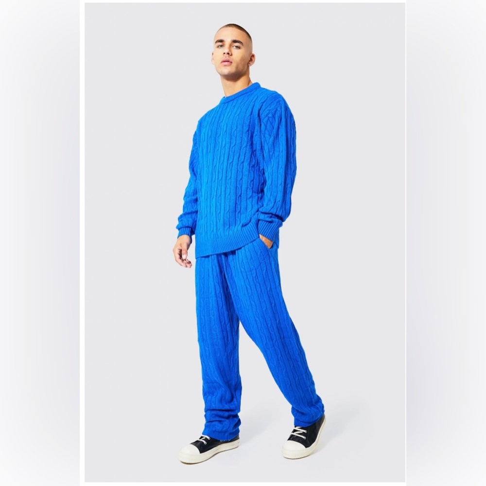 Oversized Cable Knitted Tracksuit